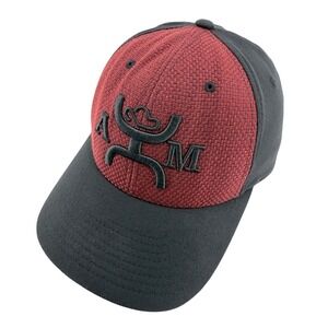 Hooey Baseball Cap Mens L-XL Black Burgundy Polyester Cotton Flexfit Hat AM Logo